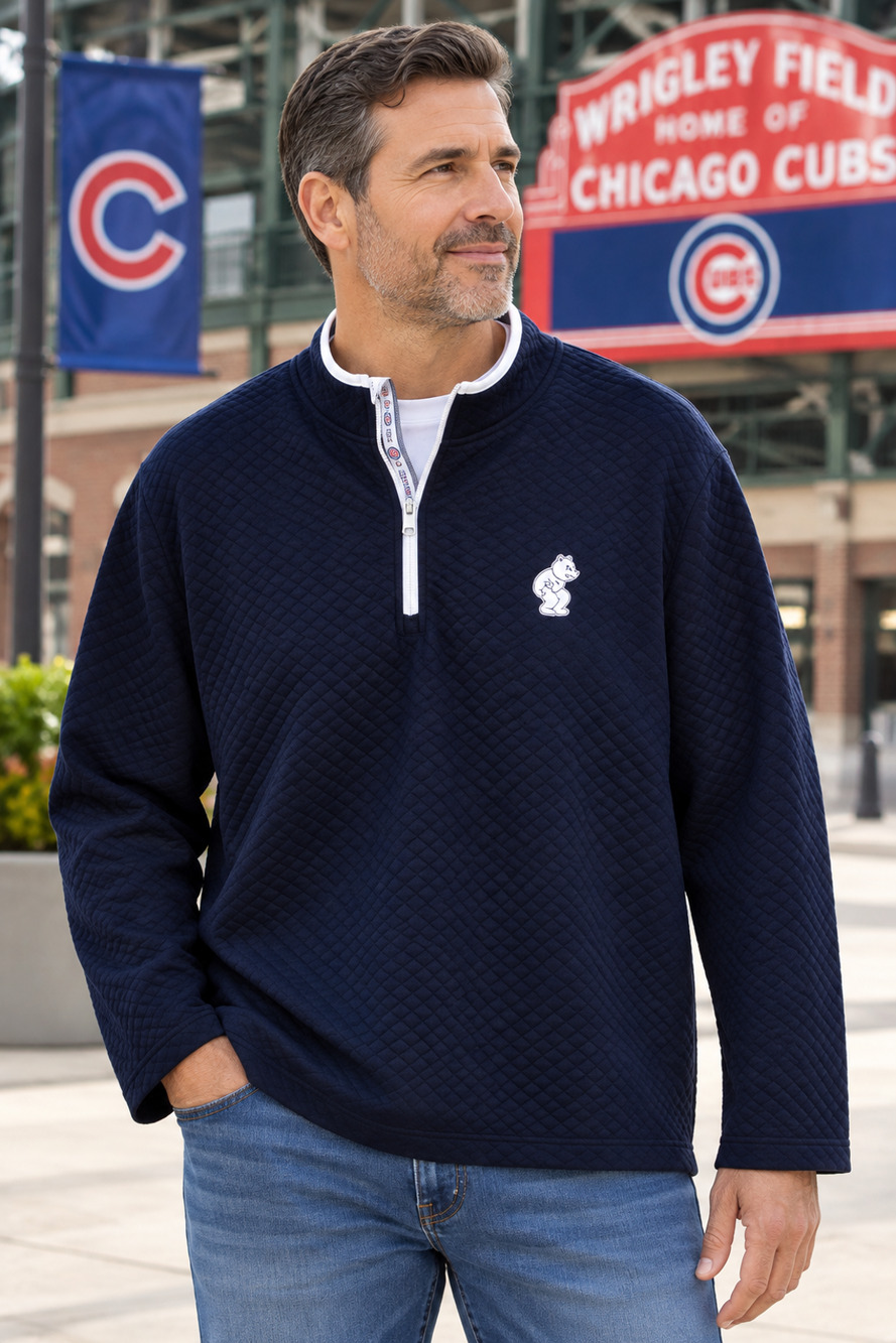 Chicago Cubs Men’s XL Navy Quilted 1/4 Zip Pullover Sweatshirt MLB Game Day